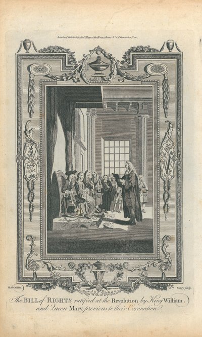 La Déclaration des droits ratifiée lors de la Révolution par le roi Guillaume et la reine Marie, avant leur couronnement - Samuel Wale